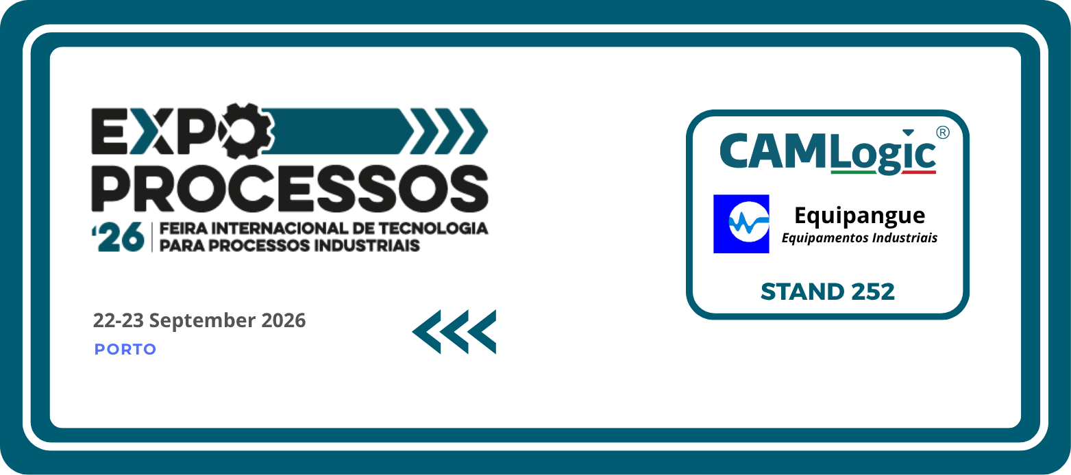 CAMLogic stand with level indicators at Expoprocessos Porto 2026
